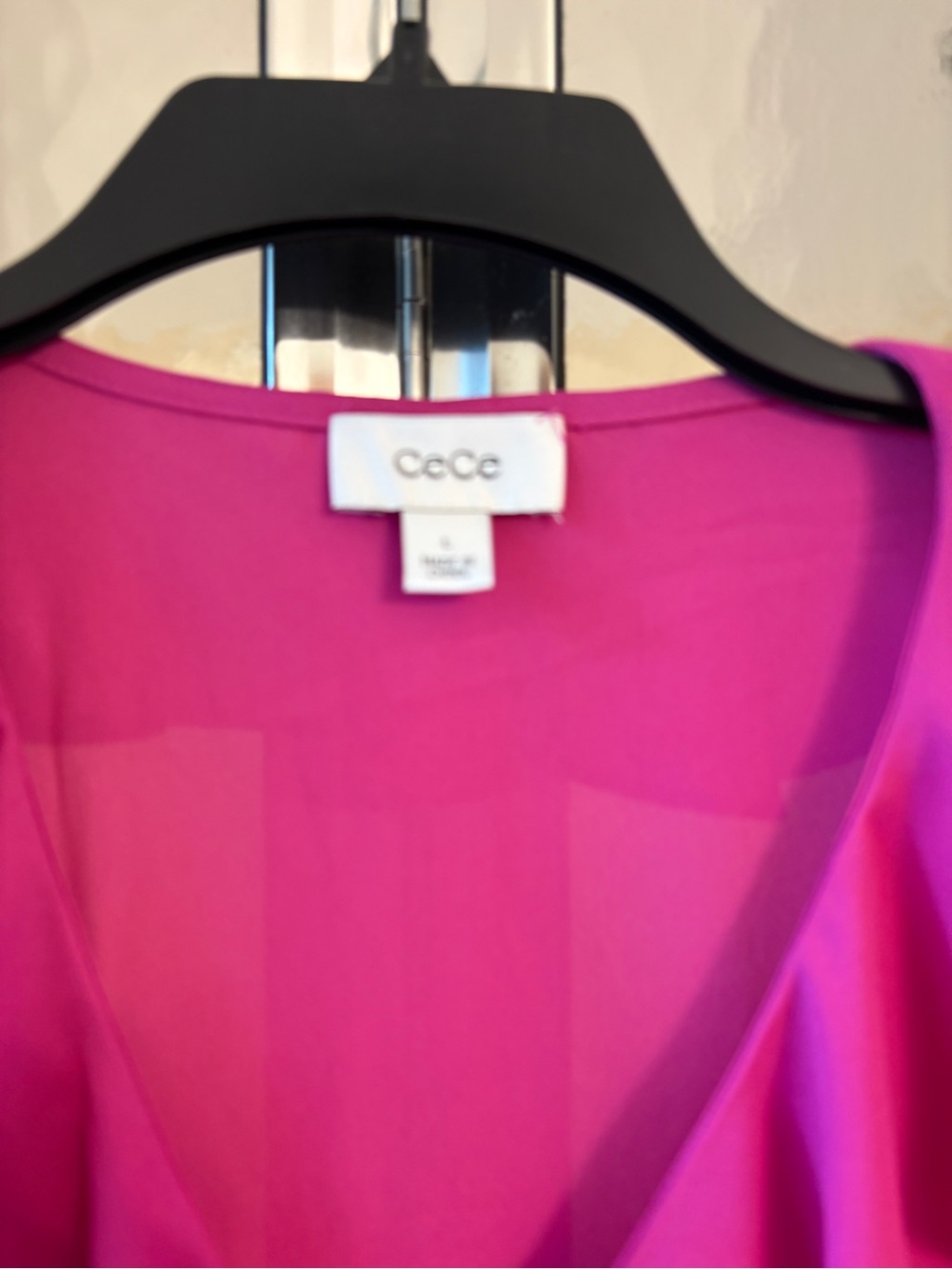 CeCe Bright Magenta V-Neck Sleep Top